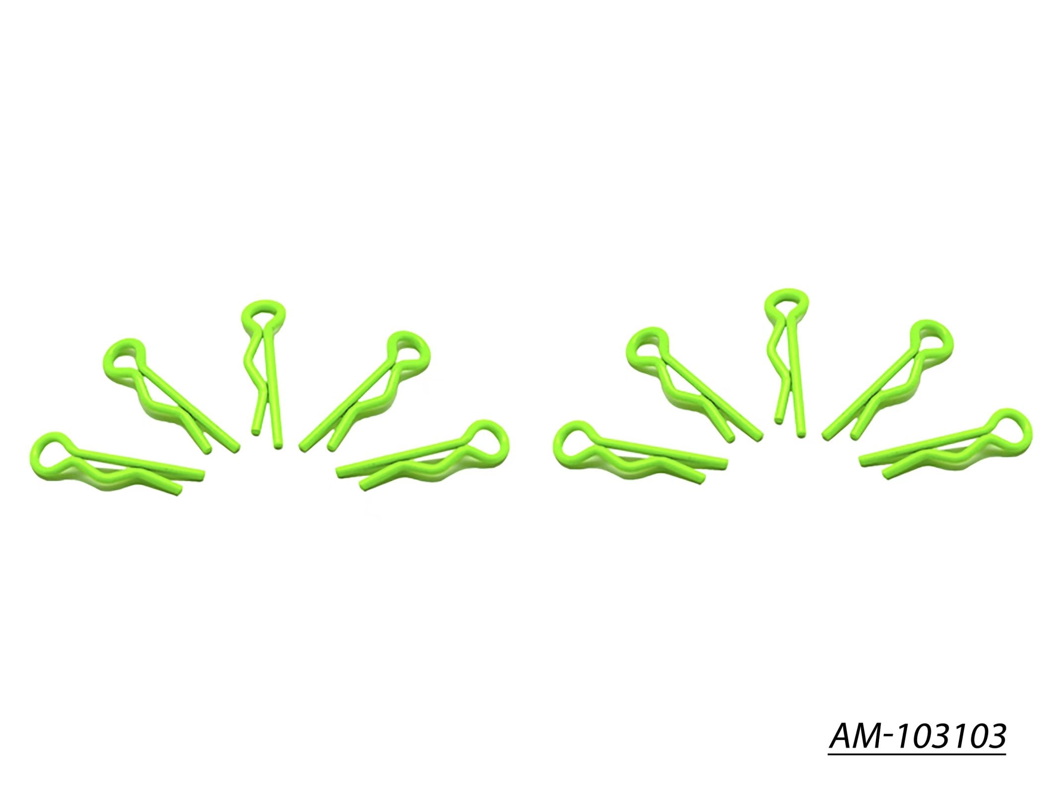 Arrowmax AM-103103 clips carrosserie 1/10 vert fluo x10