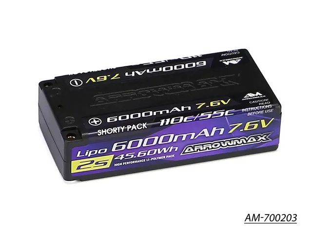 Arrowmax 2S LiPo batterie shorty 6000mAh 7.6V 55C