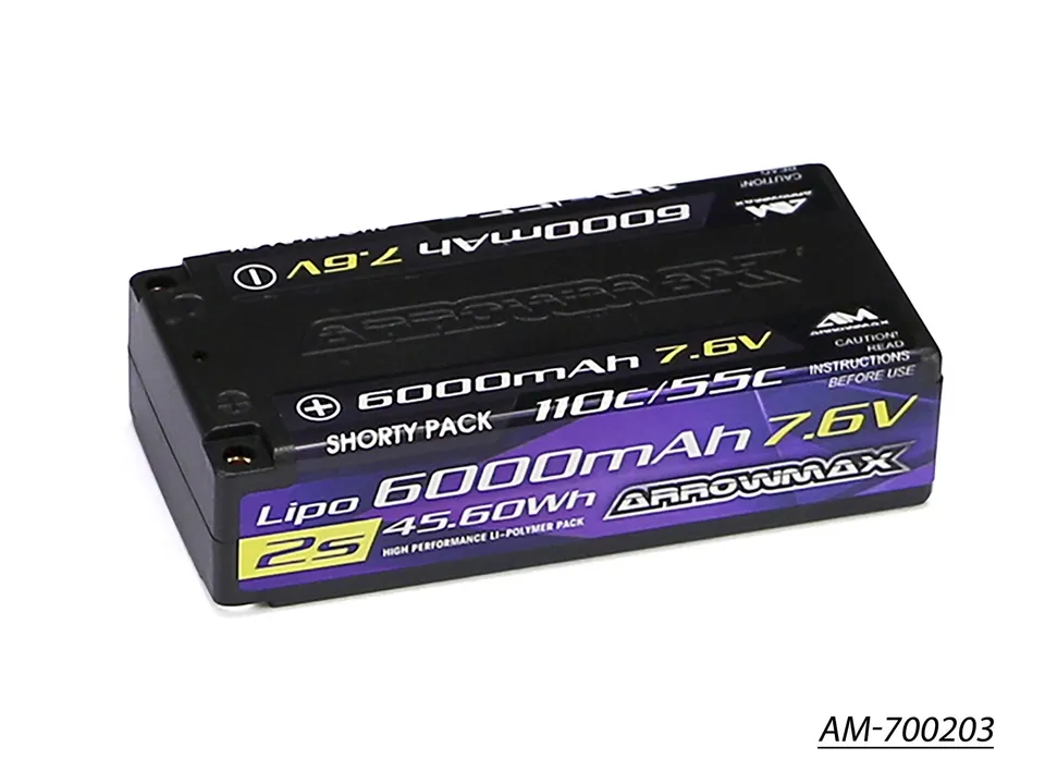 Arrowmax 2S LiPo batterie shorty 6000mAh 7.6V 55C
