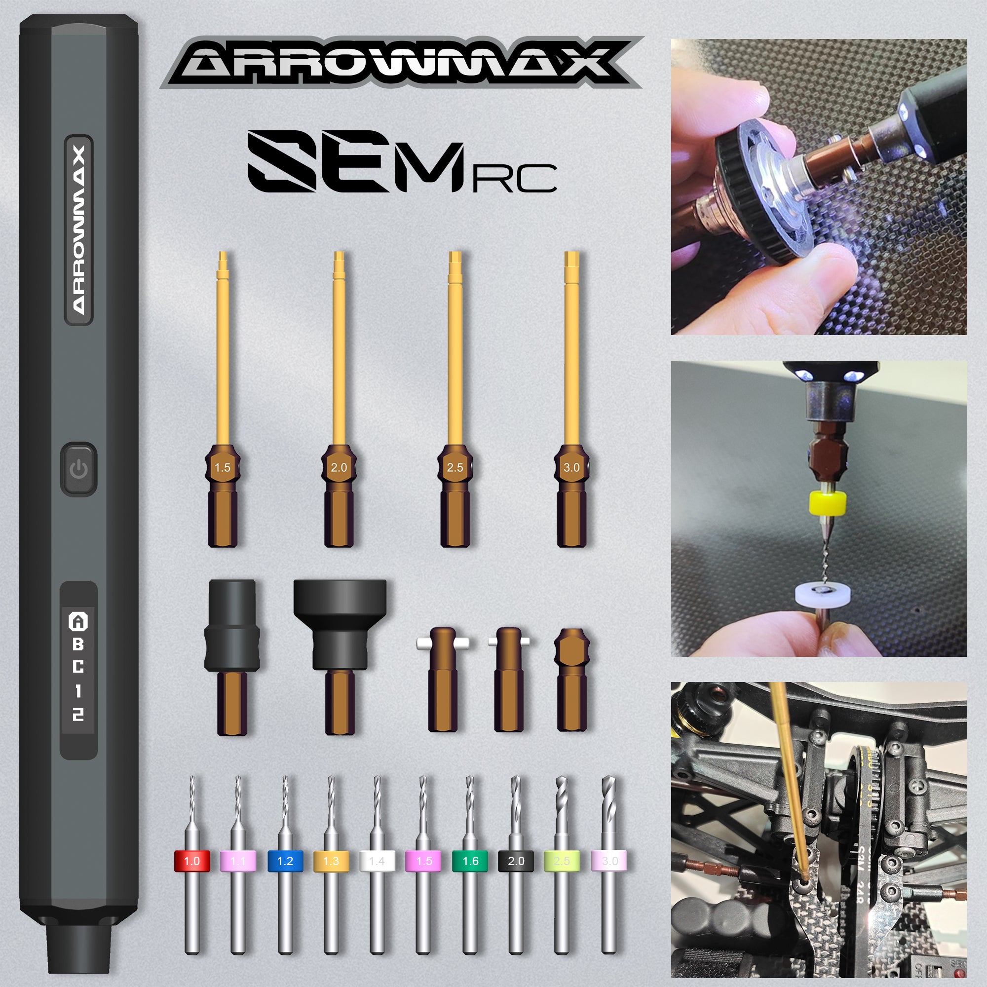 Arrowmax SEM tournevis électrique diff checker gris 10 kgf.cm